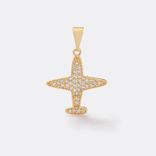 Dije Airplane en Oro Laminado