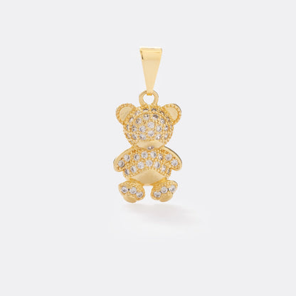 Dije Crystal Bear en Oro Laminado