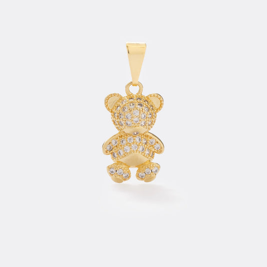 Dije Crystal Bear en Oro Laminado