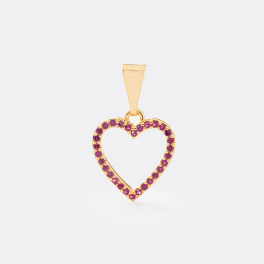 Dije Amour Fucsia en Oro Laminado