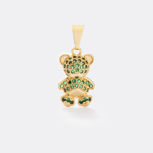 Dije Crystal Bear en Oro Laminado