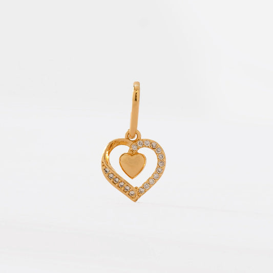Dije Double Heart en Oro Laminado
