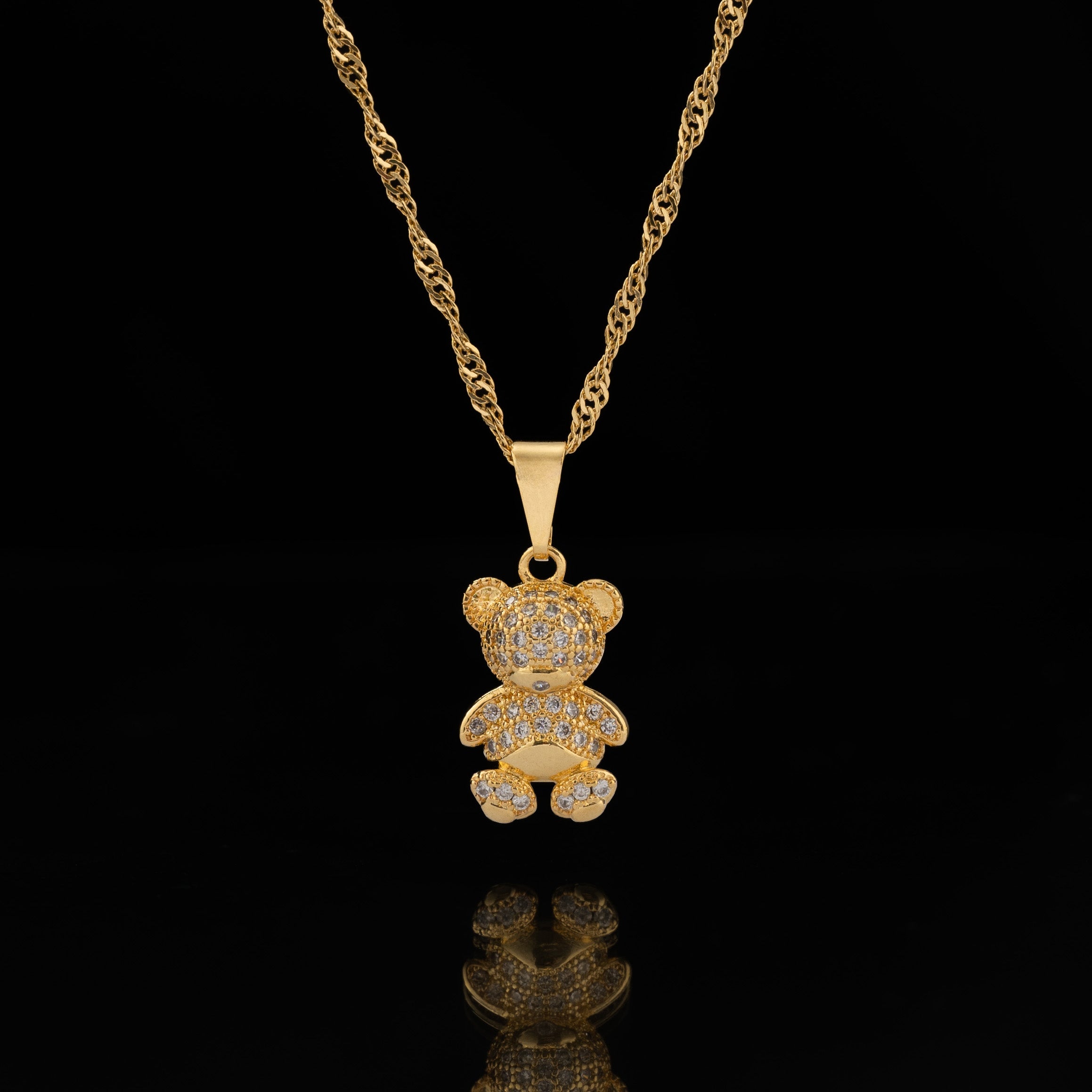 Dije Crystal Bear en Oro Laminado