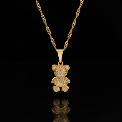 Dije Crystal Bear en Oro Laminado