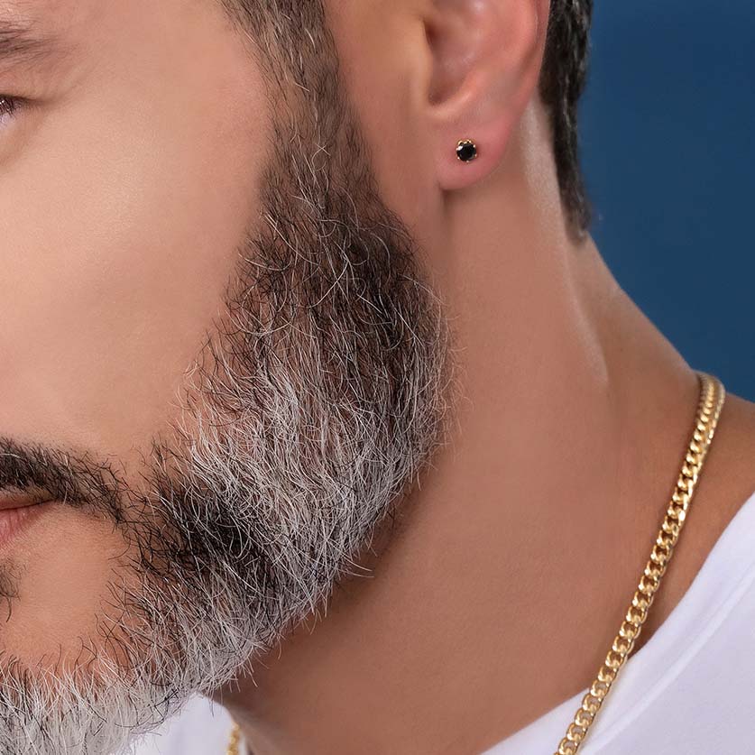 Topos Circon Redondo Negro Oro Laminado