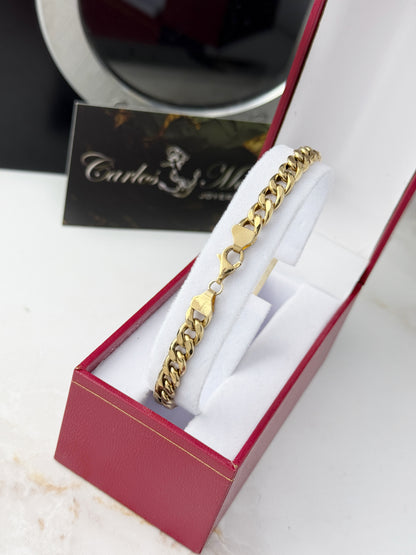 Pulsera Bracelet Cubano con Placa en Oro de 18K