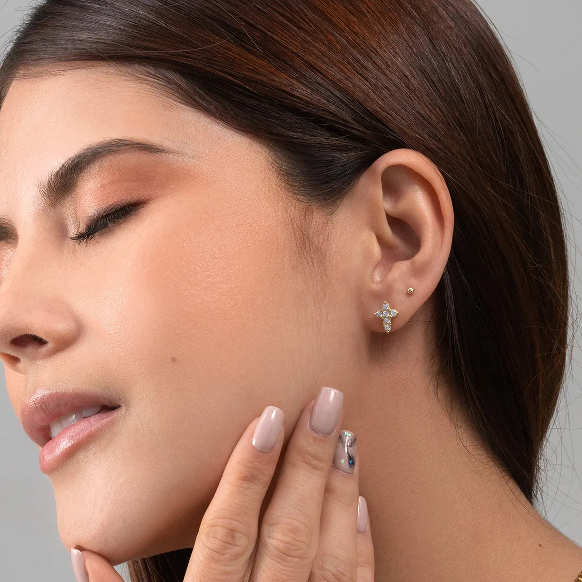 Topos Cruz 6 Circonias Oro Laminado