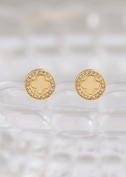 Topos Clover Redondo Circonias 1 cm Oro Laminado