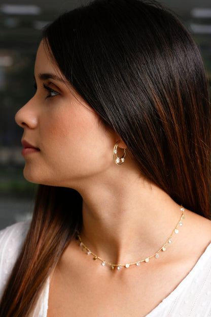 Cadena Cubana con Circonios 45 cm + Extensor | Oro Laminado