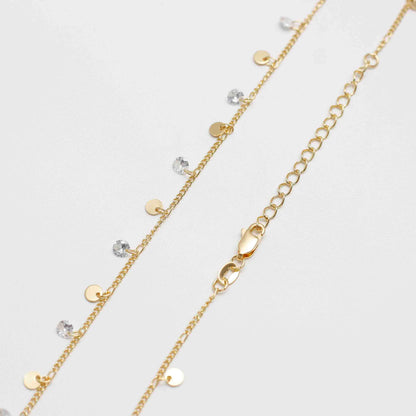 Cadena Cubana con Circonios 45 cm + Extensor | Oro Laminado