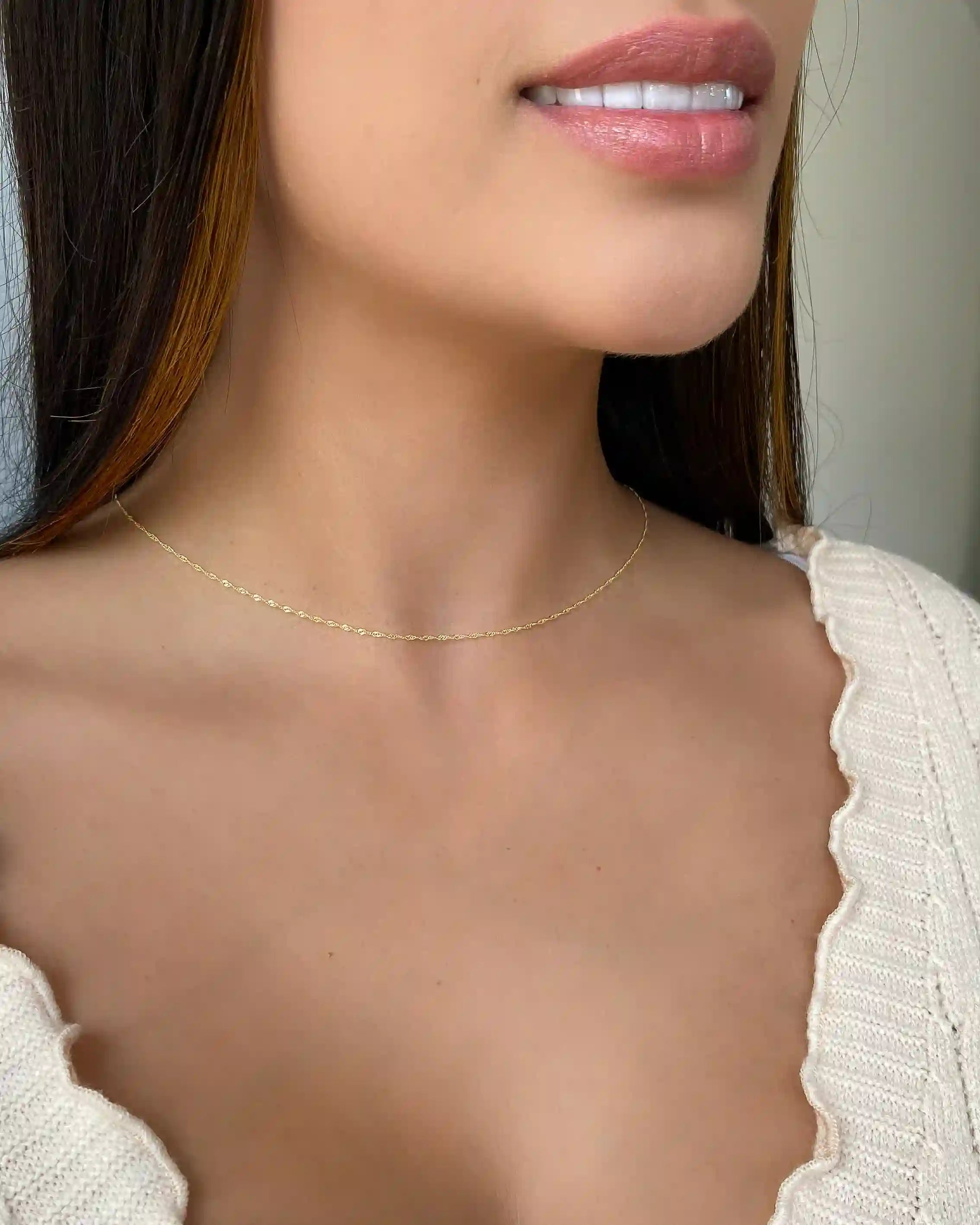 Cadena Singapur IT 1.1 mm – 45 cm en Oro Laminado