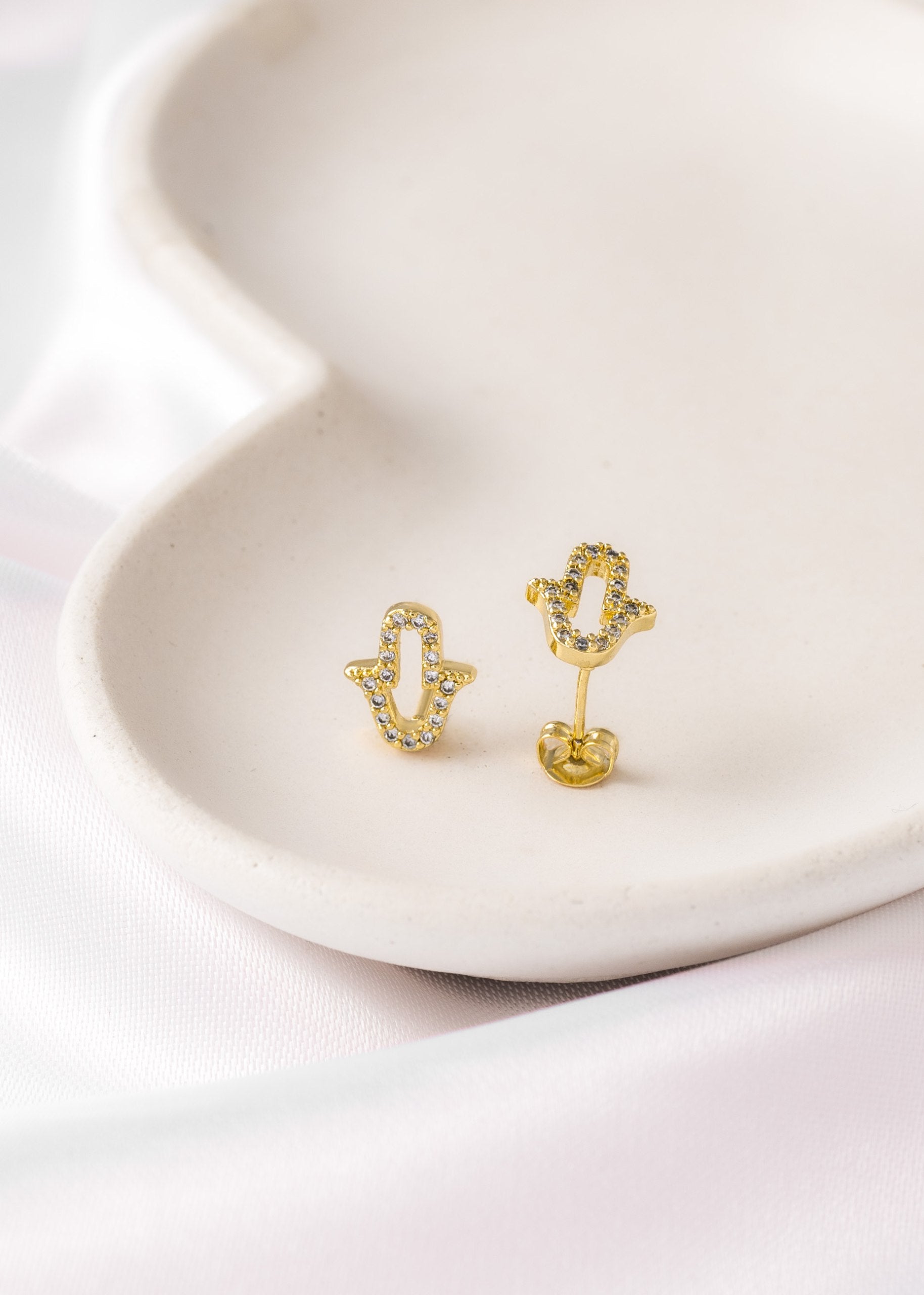 Topos Mano Hamsa con Circonias Oro Laminado