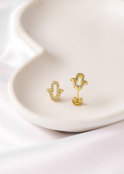 Topos Mano Hamsa con Circonias Oro Laminado