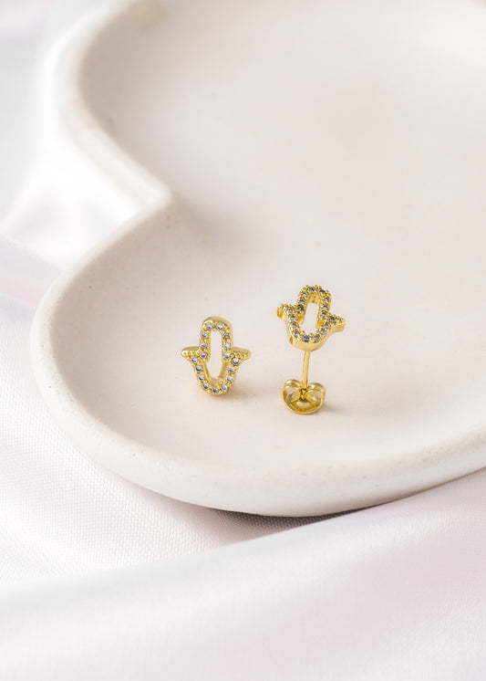 Topos Mano Hamsa con Circonias Oro Laminado