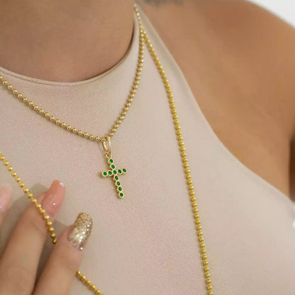 Dije Cruz Verde en Oro Laminado