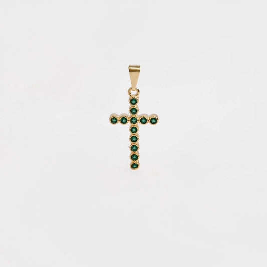 Dije Cruz Verde en Oro Laminado
