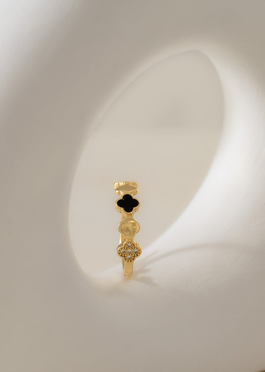 Anillo Duality Clover Ajustable Oro Laminado