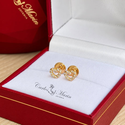 Topos Corazón Silueta Oro 18K con Circones
