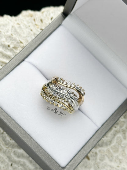 Anillo 3 oros diseño Especial en oro 18k