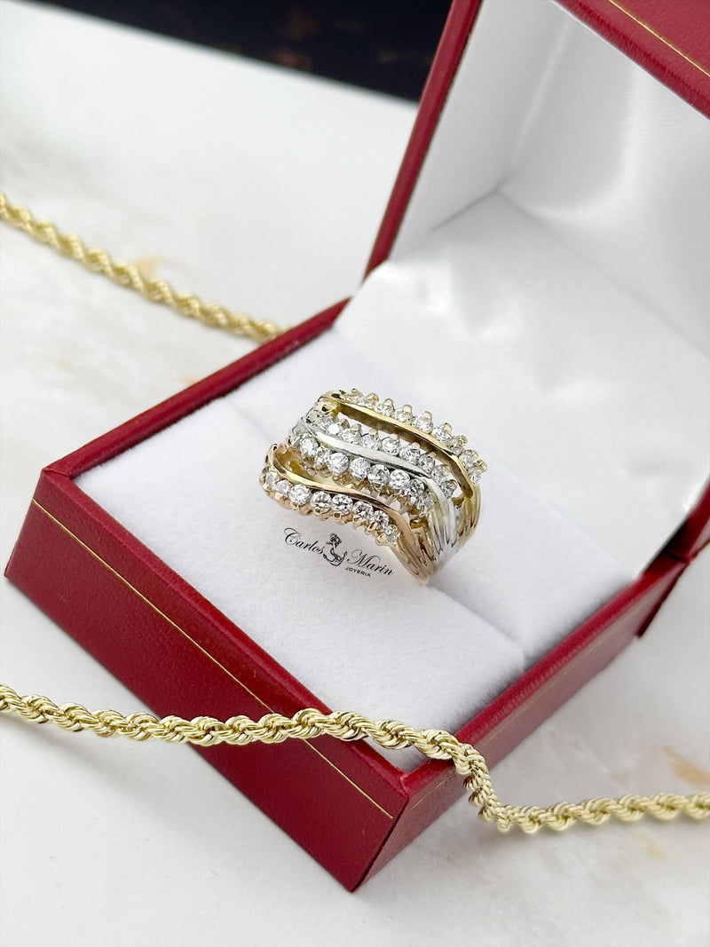 Anillo 3 oros diseño Especial en oro 18k