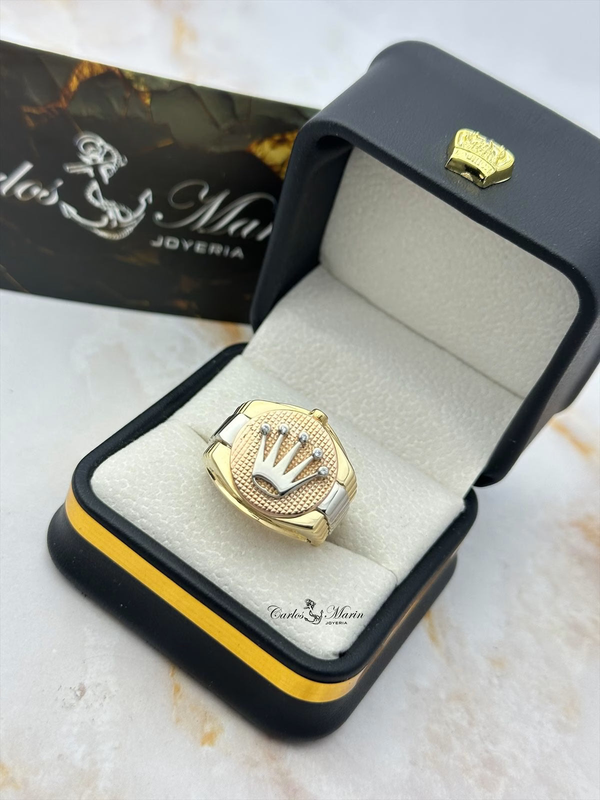 Anillo Corona RX en 3 Oros 18K para Hombre