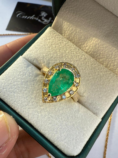 Anillo Gota con Esmeralda en Oro 18K – Con Certificado