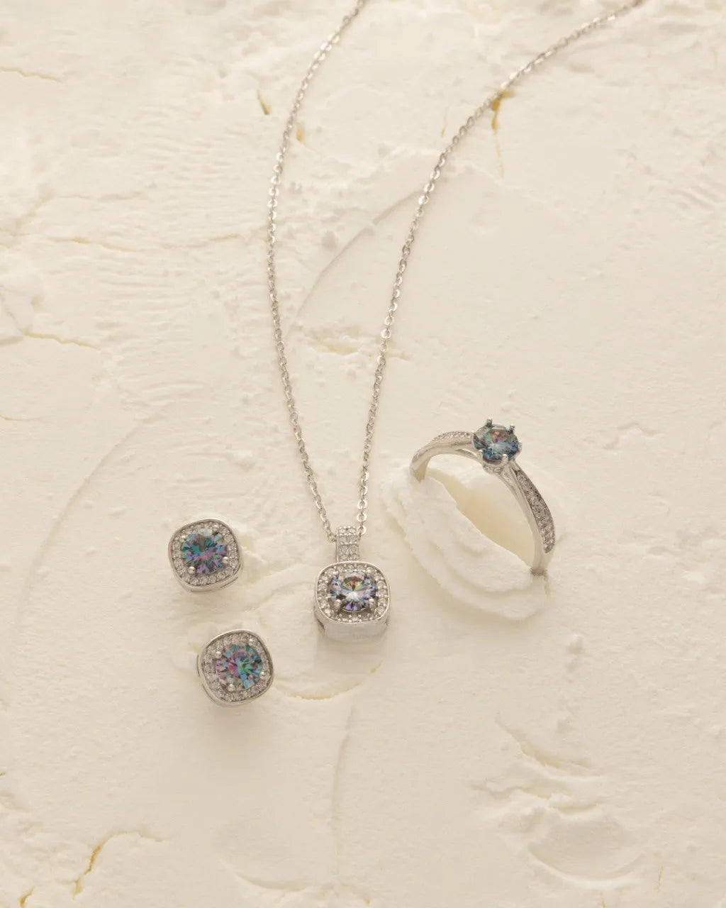 Anillo Lumiere Boreal Pavé Ajustable en Plata