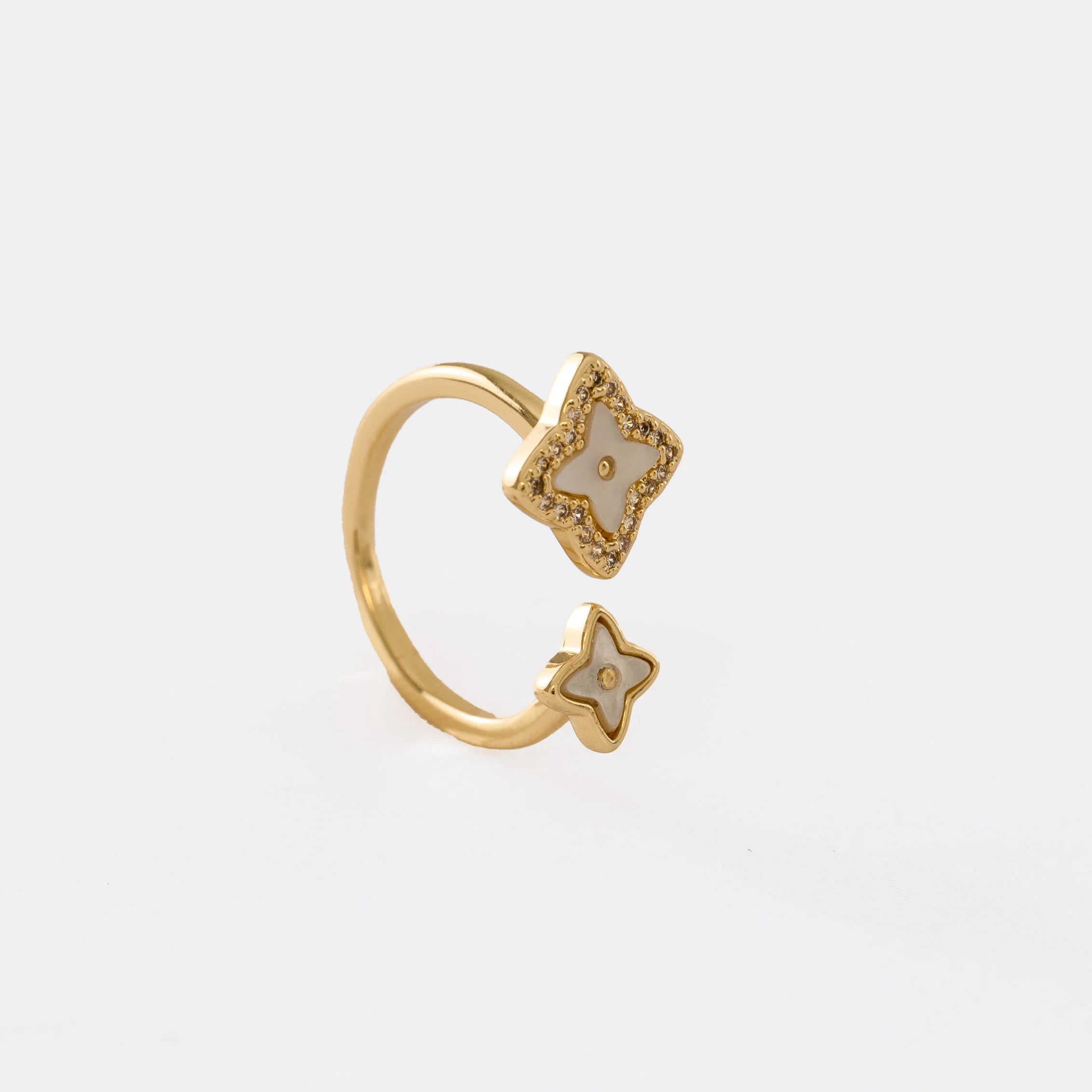 Anillo Double Lottus Ajustable Oro Laminado