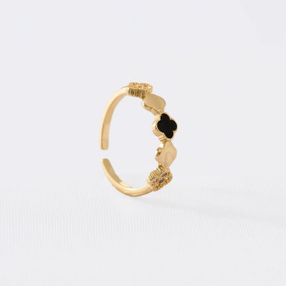 Anillo Duality Clover Ajustable Oro Laminado