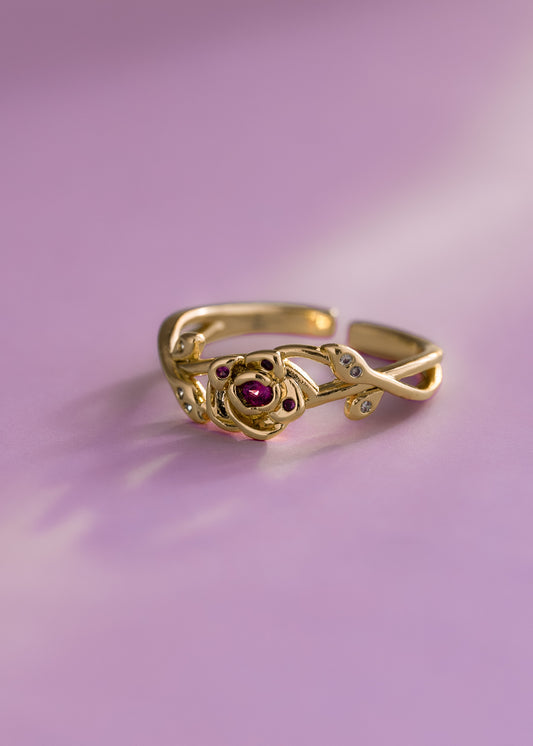 Anillo Rose Crown Ajustable Oro Laminado + Empaque