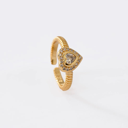 Anillo Cristal Love Ajustable Oro Laminado