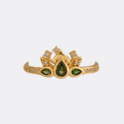 Anillo Green Bloom Ajustable Oro Laminado + Empaque