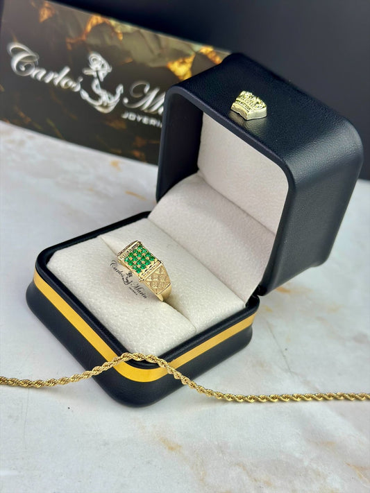 Anillo Hombre Dado con Circones en Oro 18K