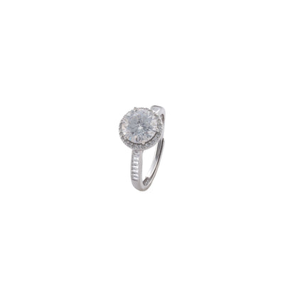 Anillo Belle Nuit con moissanita ajustable en plata elegante