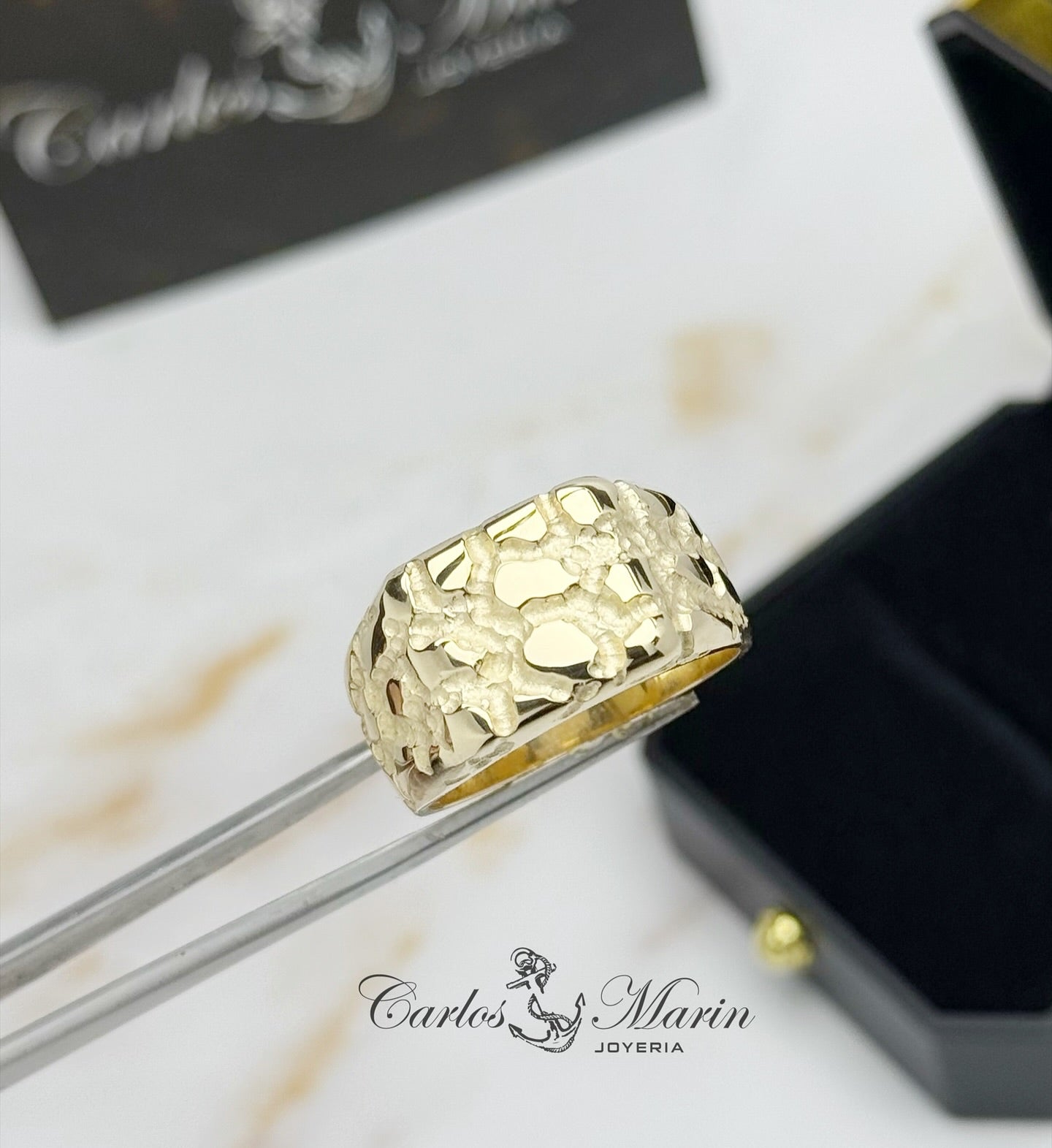 Anillo Nugget para Hombre en Oro de 18K