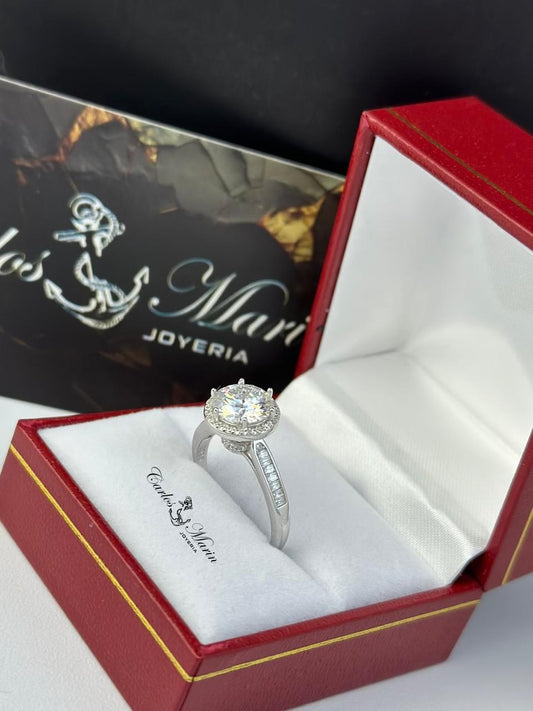 Anillo Belle Nuit con moissanita ajustable en plata elegante