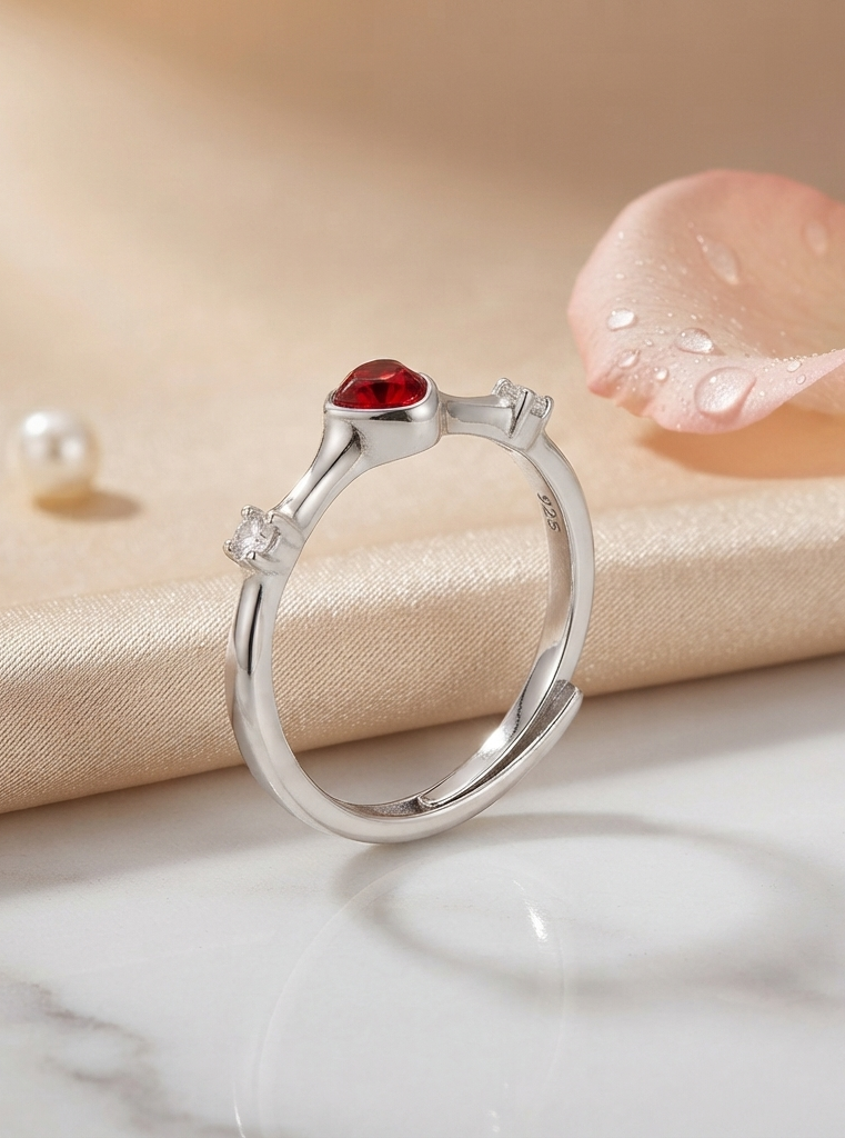 Anillo Ajustable Crimson Love en Plata