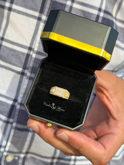Anillo para Hombre Con Circones Blancos en Oro de 18K