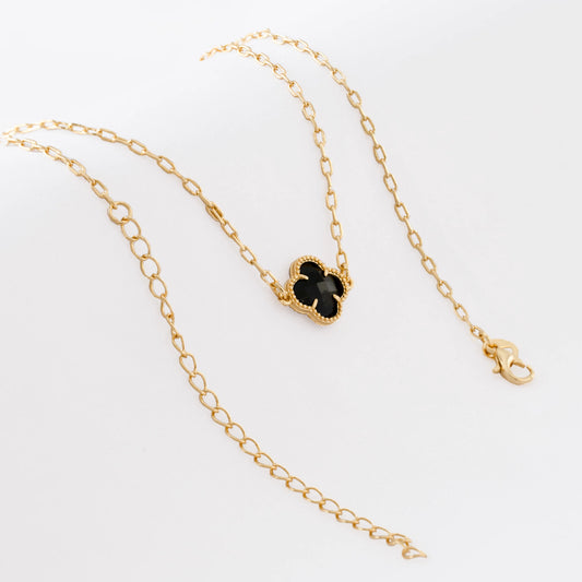 Gargantilla VC Negro – 42 cm + Extensor en Oro Laminado