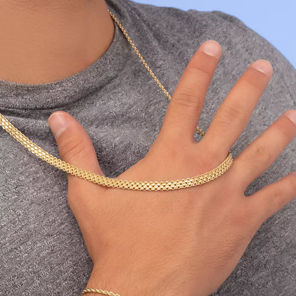 Cadena Tejido Chino Doble Carril – 65 cm en Oro Laminado