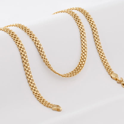 Cadena Tejido Chino Doble Carril – 65 cm en Oro Laminado