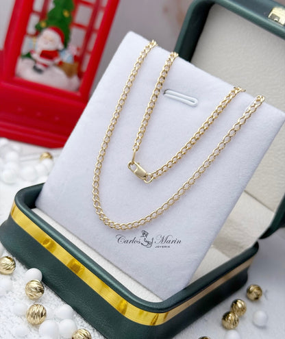 Cadena Cubana Martillada 64Cm en Oro de 18k