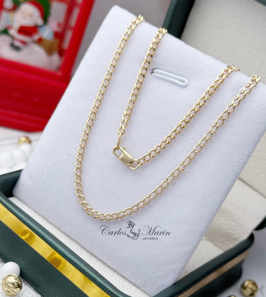 Cadena Cubana Martillada 64Cm en Oro de 18k