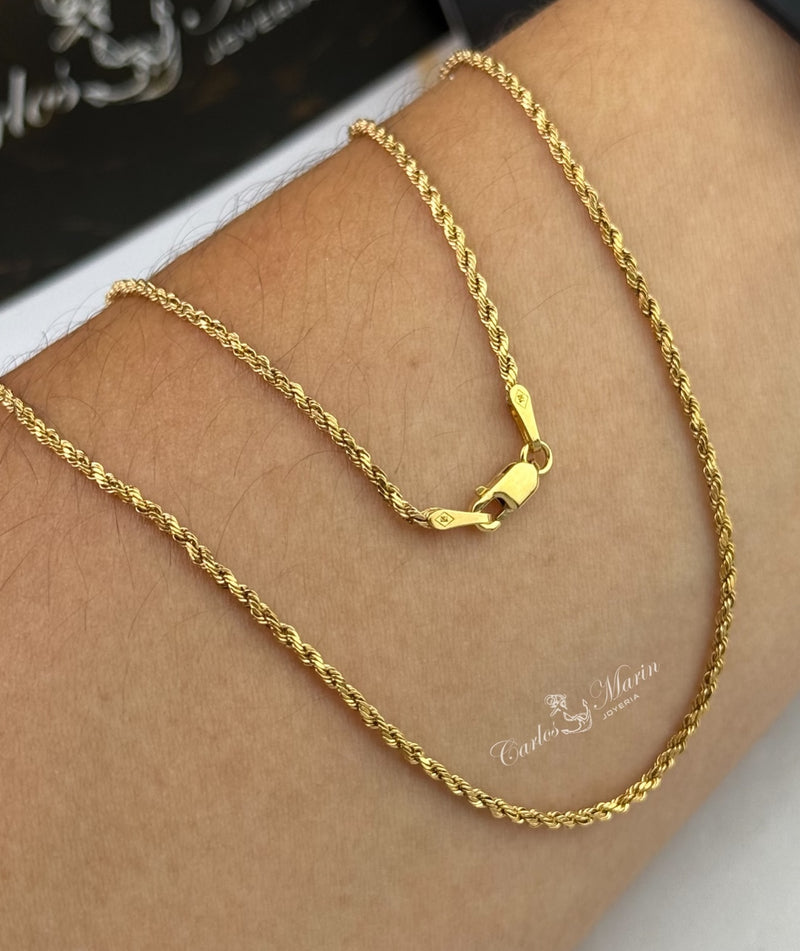 Cadena tejido Laso 60Cm en Oro de 18k