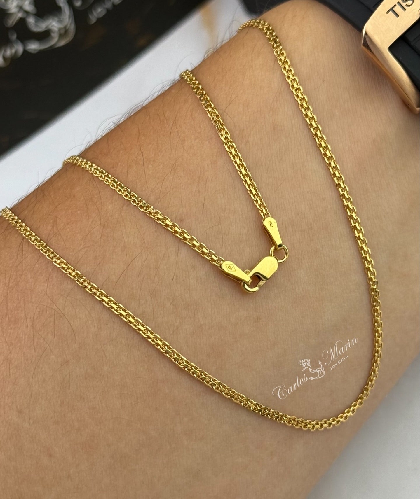Cadena tejido Chino 2mm 60Cm en Oro de 18k