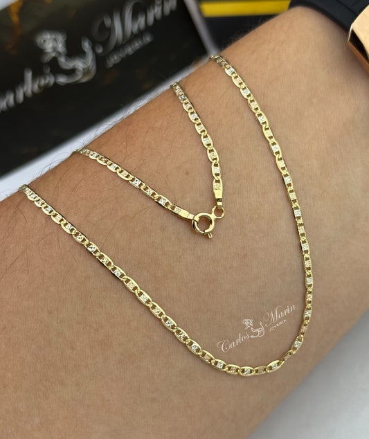 Cadena 3 oros Diamantada 60Cm en Oro de 18k