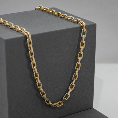 Cadena Aros Diamantada Gruesa 65 cm en Oro Laminado