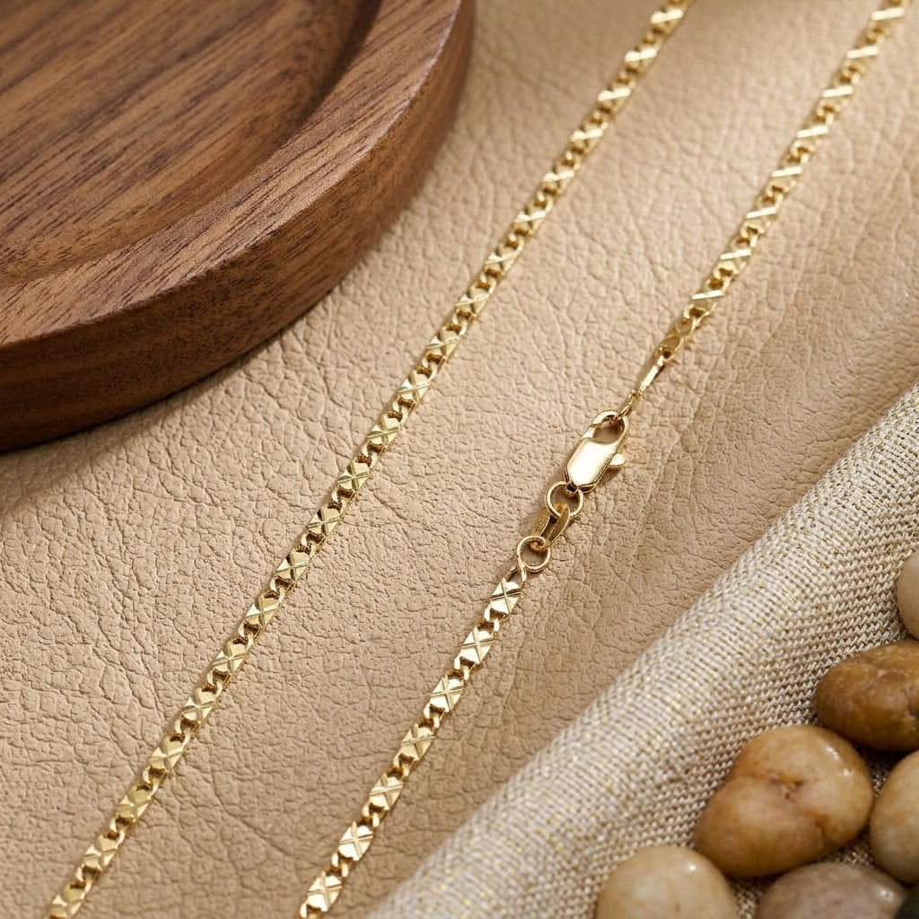 Cadena Destellos 2.5 mm – 45 cm en Oro Laminado
