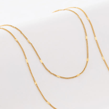 Cadena Cubana con Destellos – 60 cm Oro Laminado