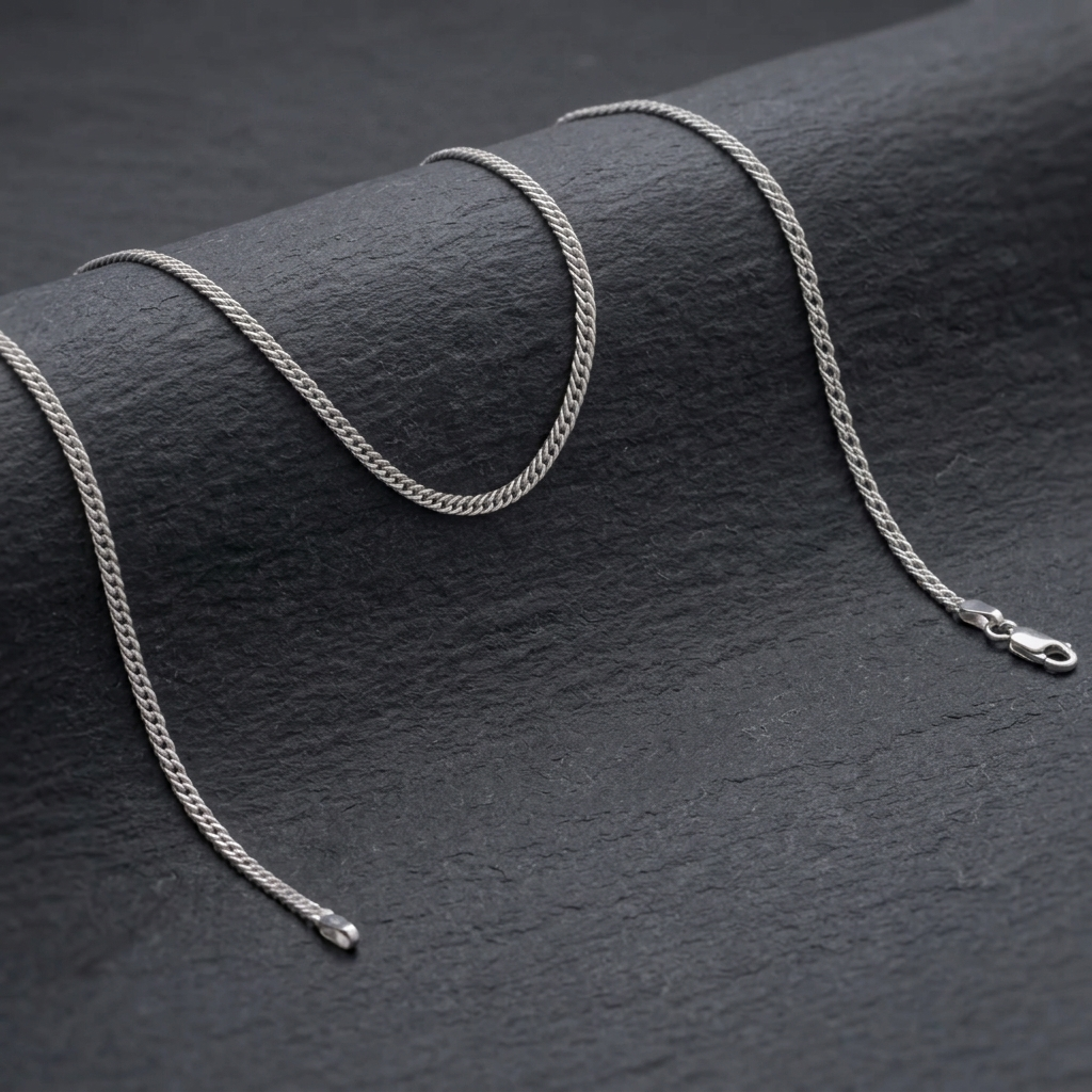 Cadena Cubana Cruzada 2,4 mm 45 cm en Plata